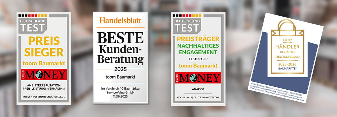 Vier Auszeichnungen für toom